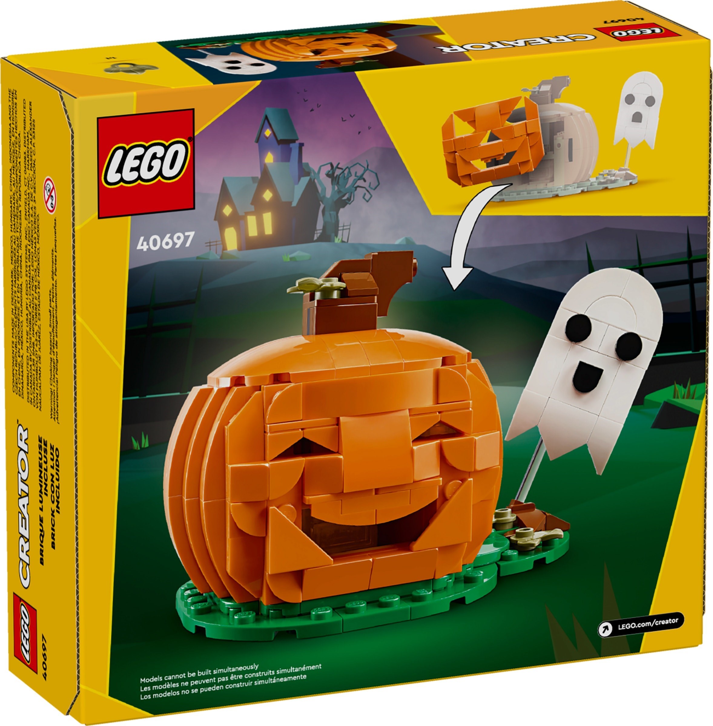 Additional photo of brand new factory sealed LEGO Creator Halloween Pumpkin set 40697.