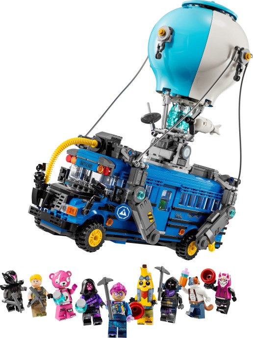 Brand new factory sealed LEGO Fortnite Battle Bus set 77073 original box front view.