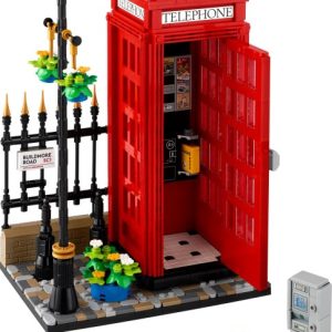Brand new factory sealed LEGO Ideas Red London Telephone Box set 21347 original box front view.