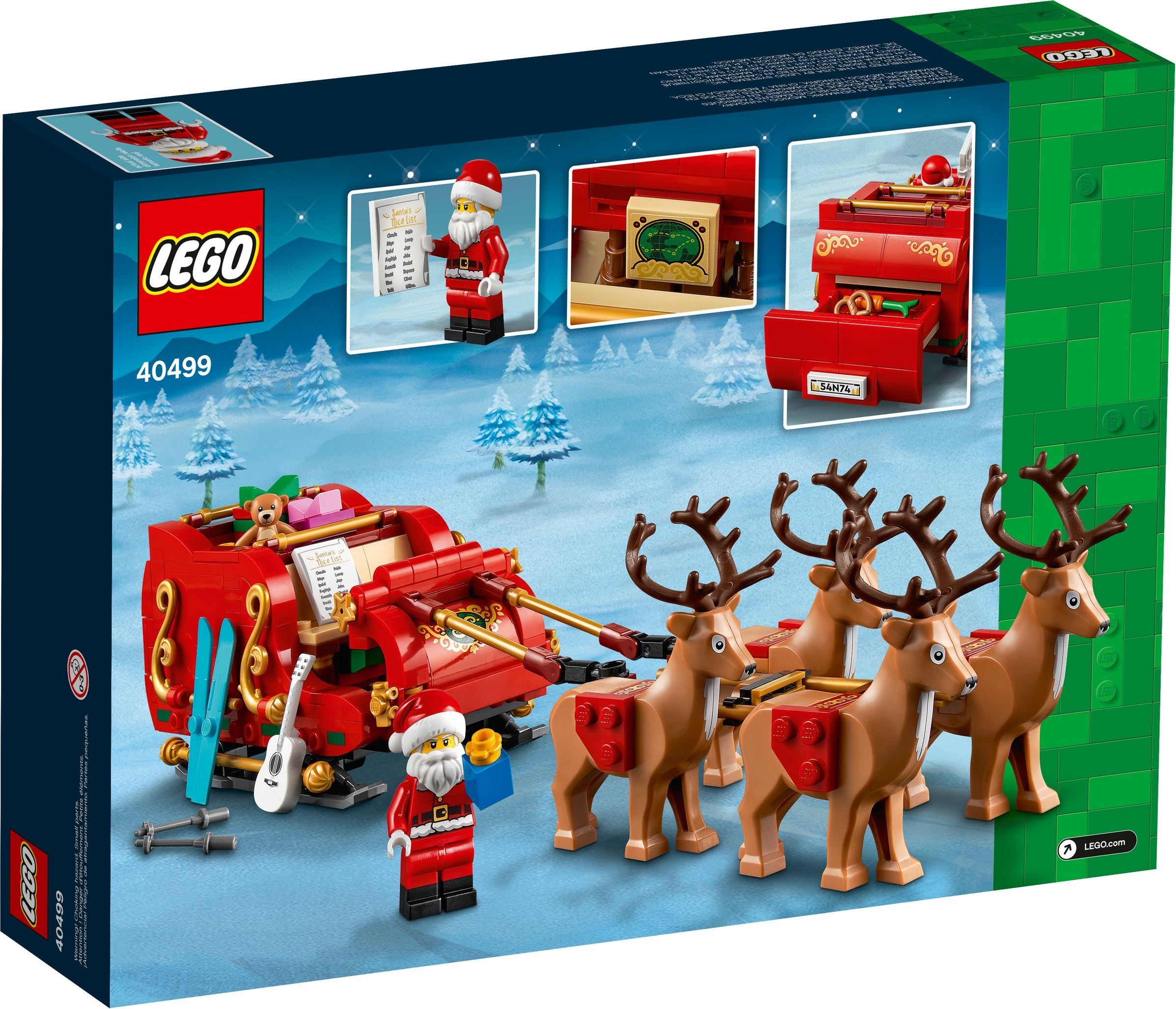 Additional photo of brand new factory sealed LEGO Seasonal Santa's Sleigh set 40499.