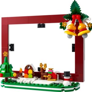 Brand new factory sealed LEGO Seasonal Christmas Picture Frame set 40702 original box front view.