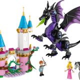 Brand new factory sealed LEGO Disney Maleficent's Dragon Form and Aurora's Castle set 43240 original box front view.