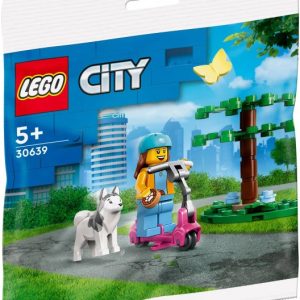 Brand new factory sealed LEGO City Dog Park and Scooter set 30639 original box front view.