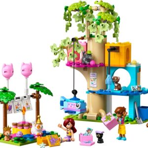 Brand new factory sealed LEGO Friends Cat Birthday Party set 42666 original box front view.