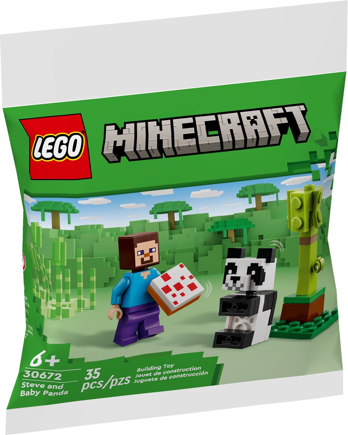 Brand New LEGO Minecraft 30672 Steve and Baby Panda Set Photo Additional photo of brand new factory sealed LEGO Minecraft Steve and Baby Panda set 30672.