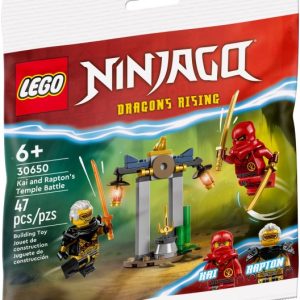 Brand new factory sealed LEGO Ninjago Kai and Rapton's Temple Battle set 30650 original box front view.
