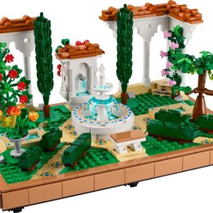 Brand new factory sealed LEGO Icons Fountain Garden set 10359 original box front view.