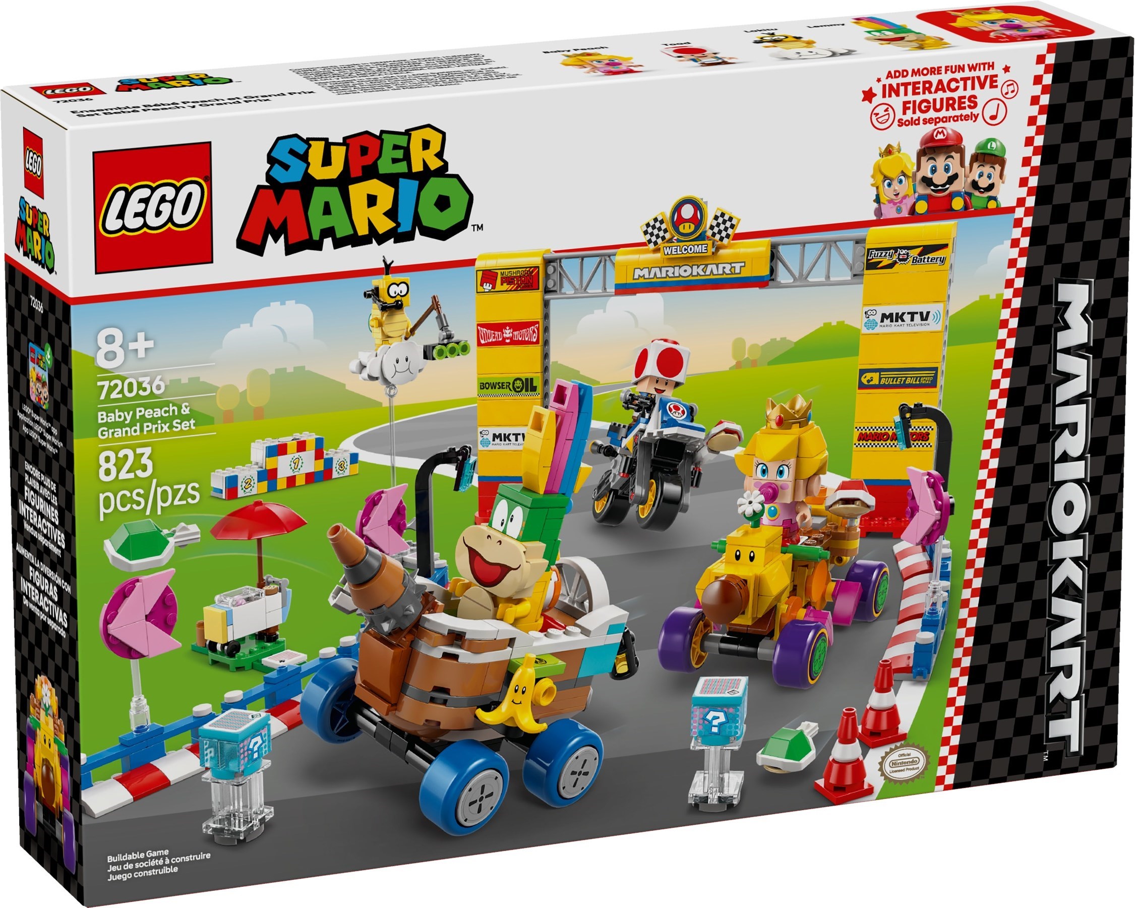 Additional photo of brand new factory sealed LEGO Super Mario Baby Peach & Grand Prix Set set 72036.