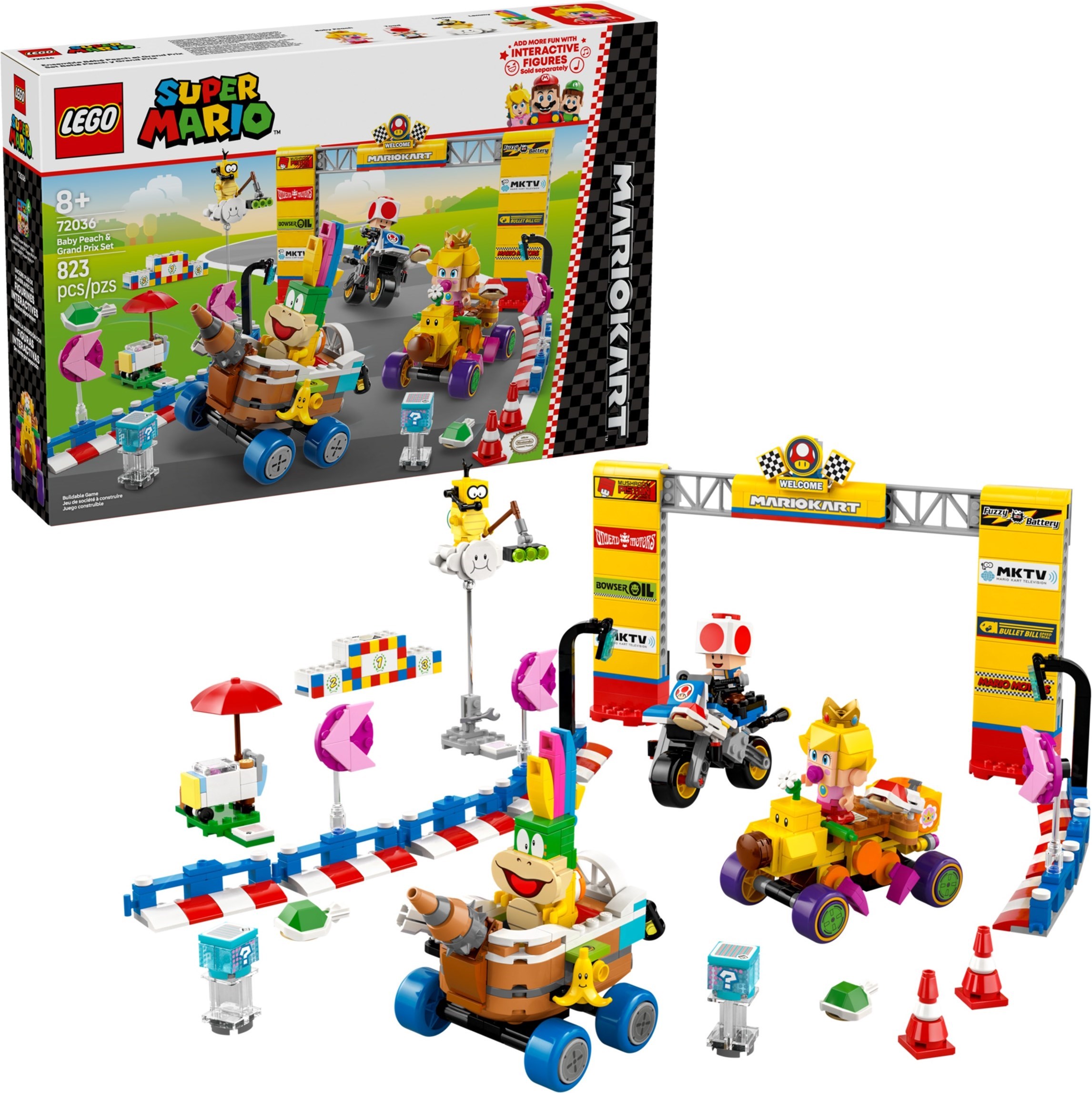 Brand New LEGO Super Mario 72036 Baby Peach & Grand Prix Set Set Photo Additional photo of brand new factory sealed LEGO Super Mario Baby Peach & Grand Prix Set set 72036.