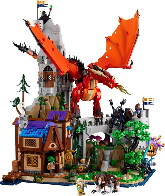 Brand new factory sealed LEGO Ideas Dungeons & Dragons: Red Dragon's Tale set 21348 original box front view.