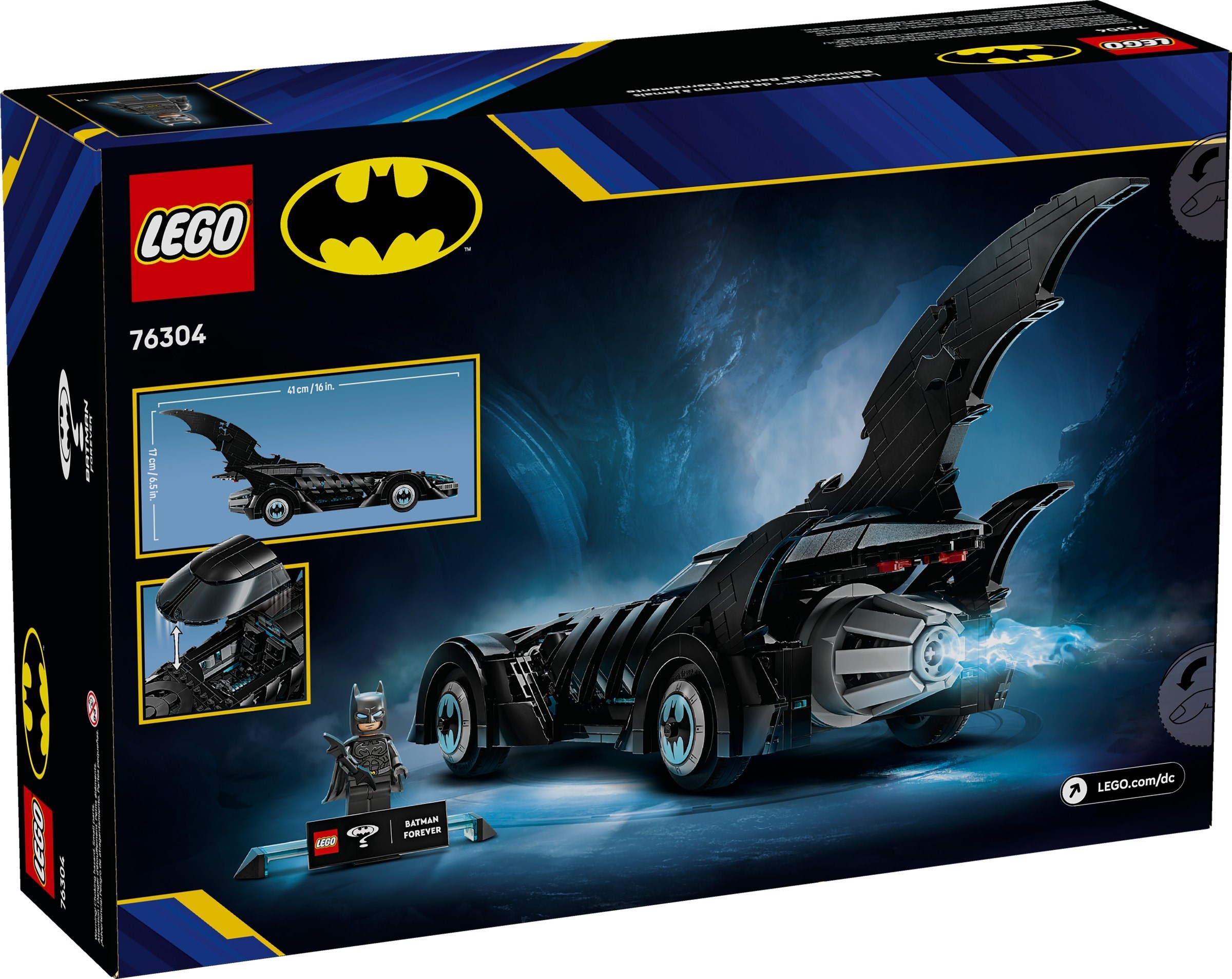 Additional photo of brand new factory sealed LEGO DC Comics Super Heroes Batman Forever Batmobile set 76304.