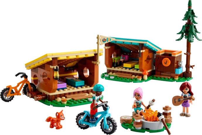 Brand new factory sealed LEGO Friends Adventure Camp Cosy Cabins set 42624 original box front view.