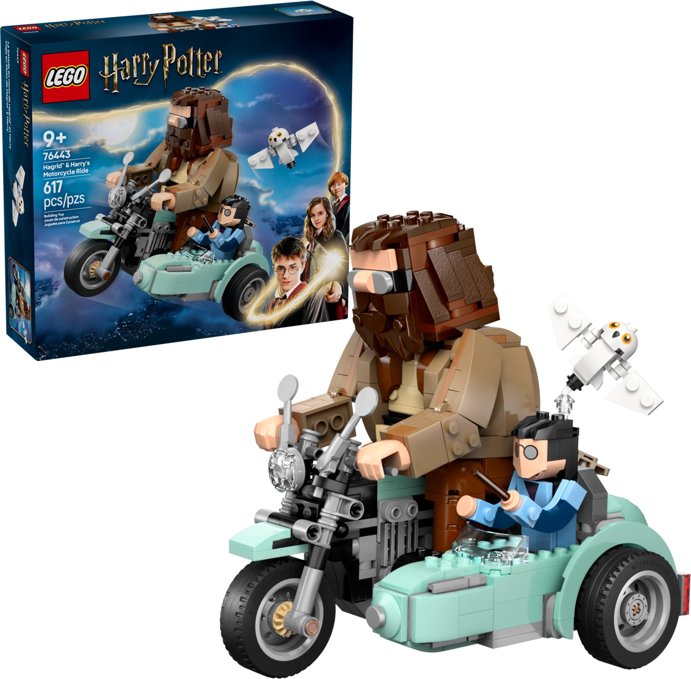 Brand New LEGO Harry Potter 76443 Hagrid & Harry's Motorcycle Ride Set Photo Additional photo of brand new factory sealed LEGO Harry Potter Hagrid & Harry's Motorcycle Ride set 76443.