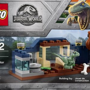 Brand new factory sealed LEGO Jurassic World Baby Velociraptor Playpen set 30382 original box front view.