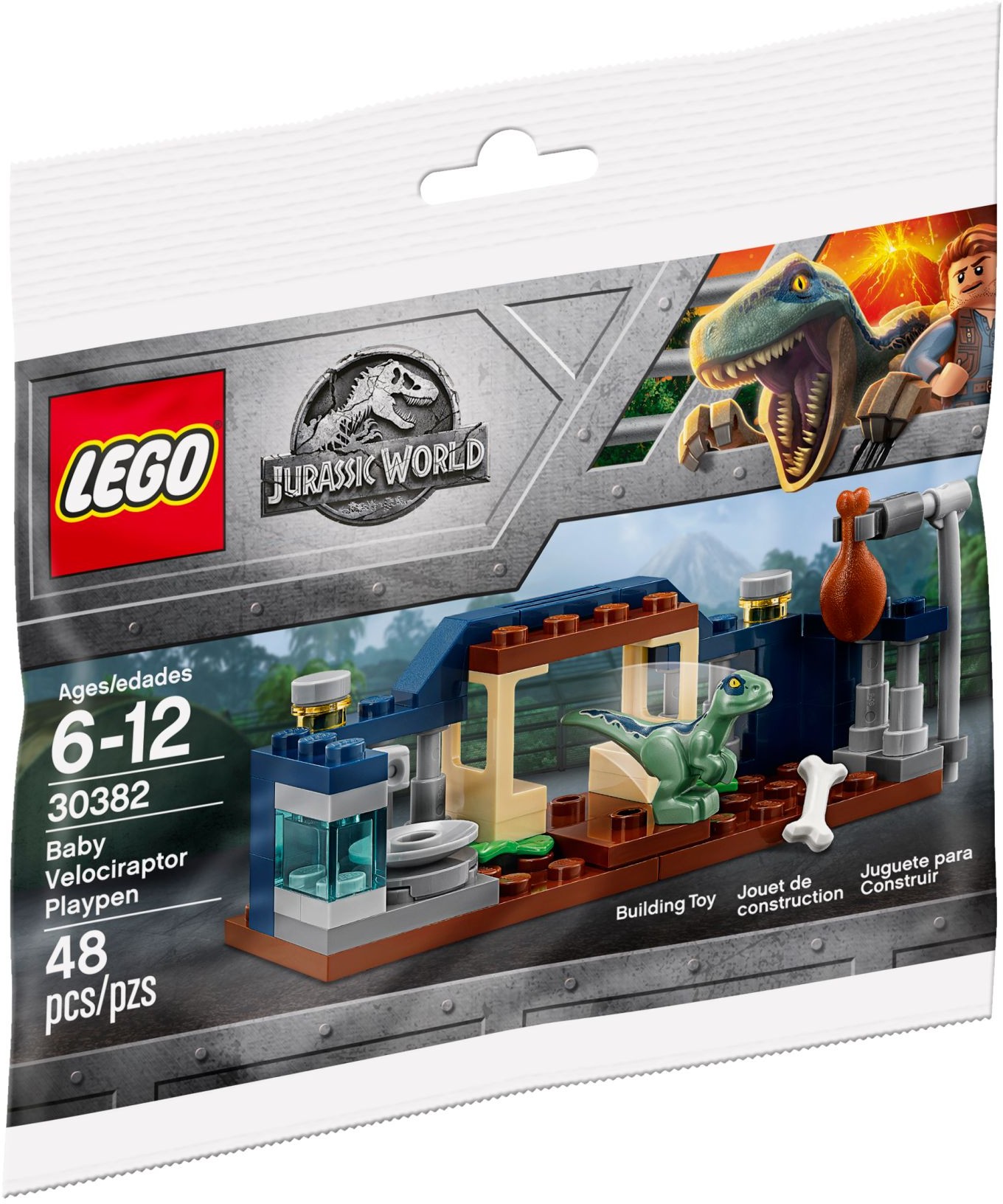 Brand New LEGO Jurassic World 30382 Baby Velociraptor Playpen Set Photo Additional photo of brand new factory sealed LEGO Jurassic World Baby Velociraptor Playpen set 30382.