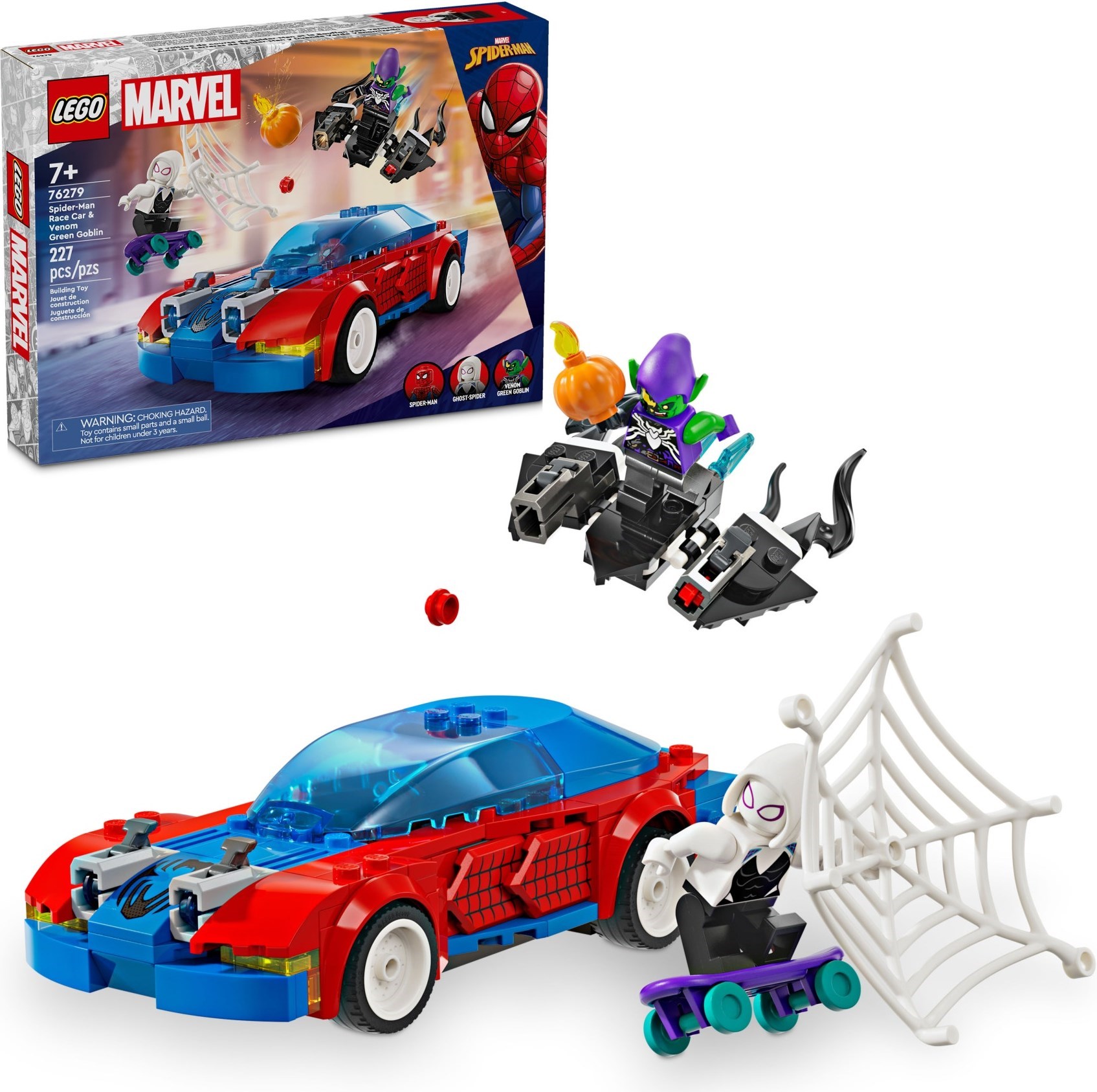 Brand New LEGO Marvel Super Heroes 76279 Spider-Man Race Car & Venom Green Goblin Set Photo Additional photo of brand new factory sealed LEGO Marvel Super Heroes Spider-Man Race Car & Venom Green Goblin set 76279.