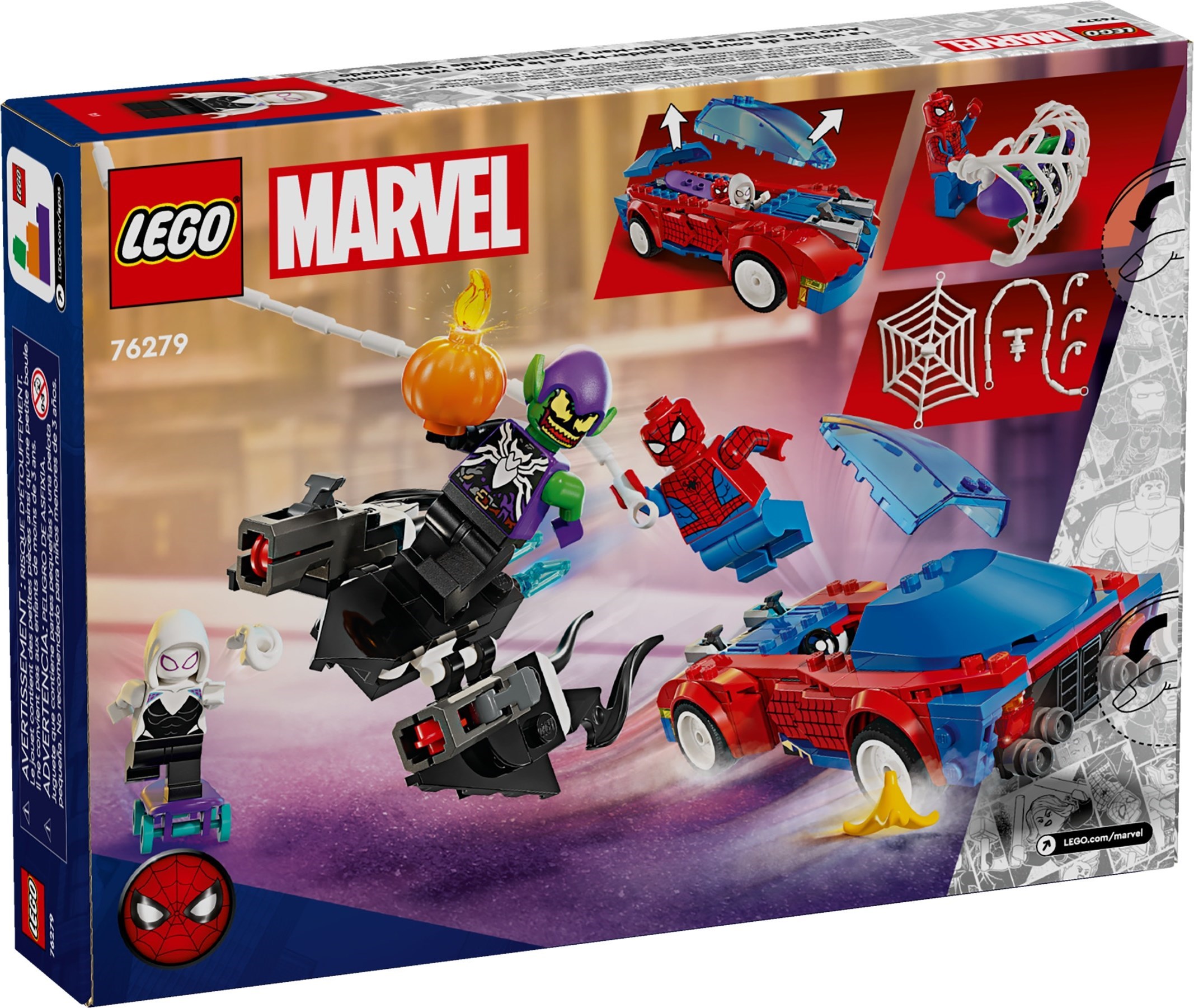 Additional photo of brand new factory sealed LEGO Marvel Super Heroes Spider-Man Race Car & Venom Green Goblin set 76279.