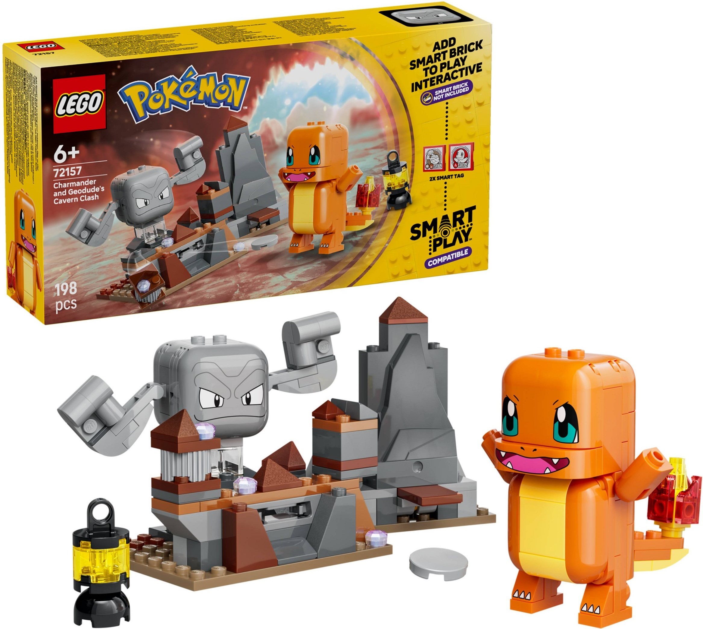 Brand New LEGO Pokémon 72157 Charmander and Geodude's Cavern Clash Set Photo Additional photo of brand new factory sealed LEGO Pokémon Charmander and Geodude's Cavern Clash set 72157.
