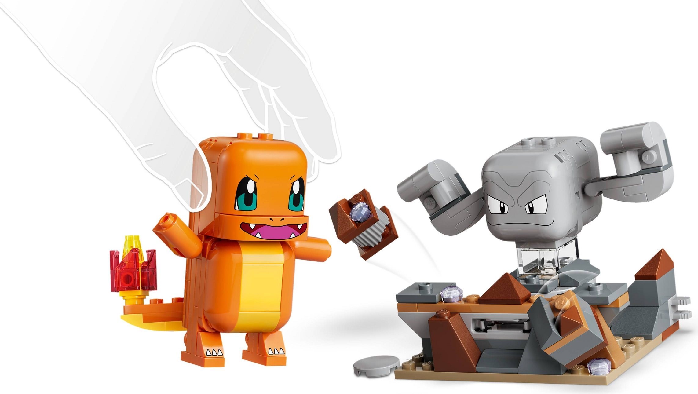 Additional photo of brand new factory sealed LEGO Pokémon Charmander and Geodude's Cavern Clash set 72157.