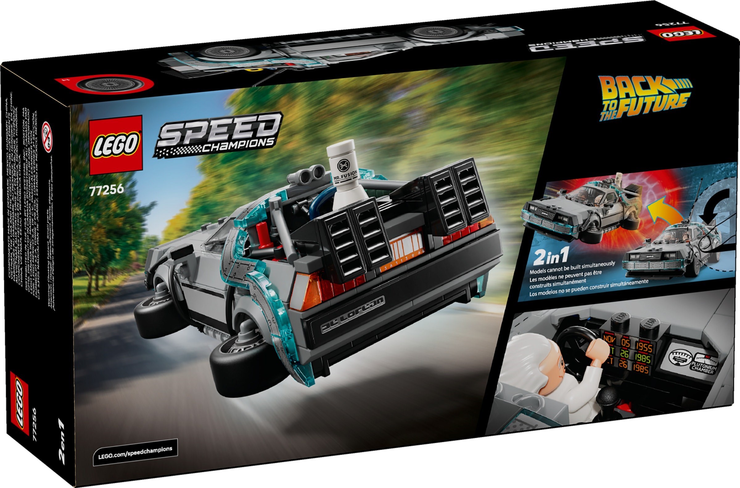 Additional photo of brand new factory sealed LEGO Speed Champions Time Machine from Back to the Future set 77256.
