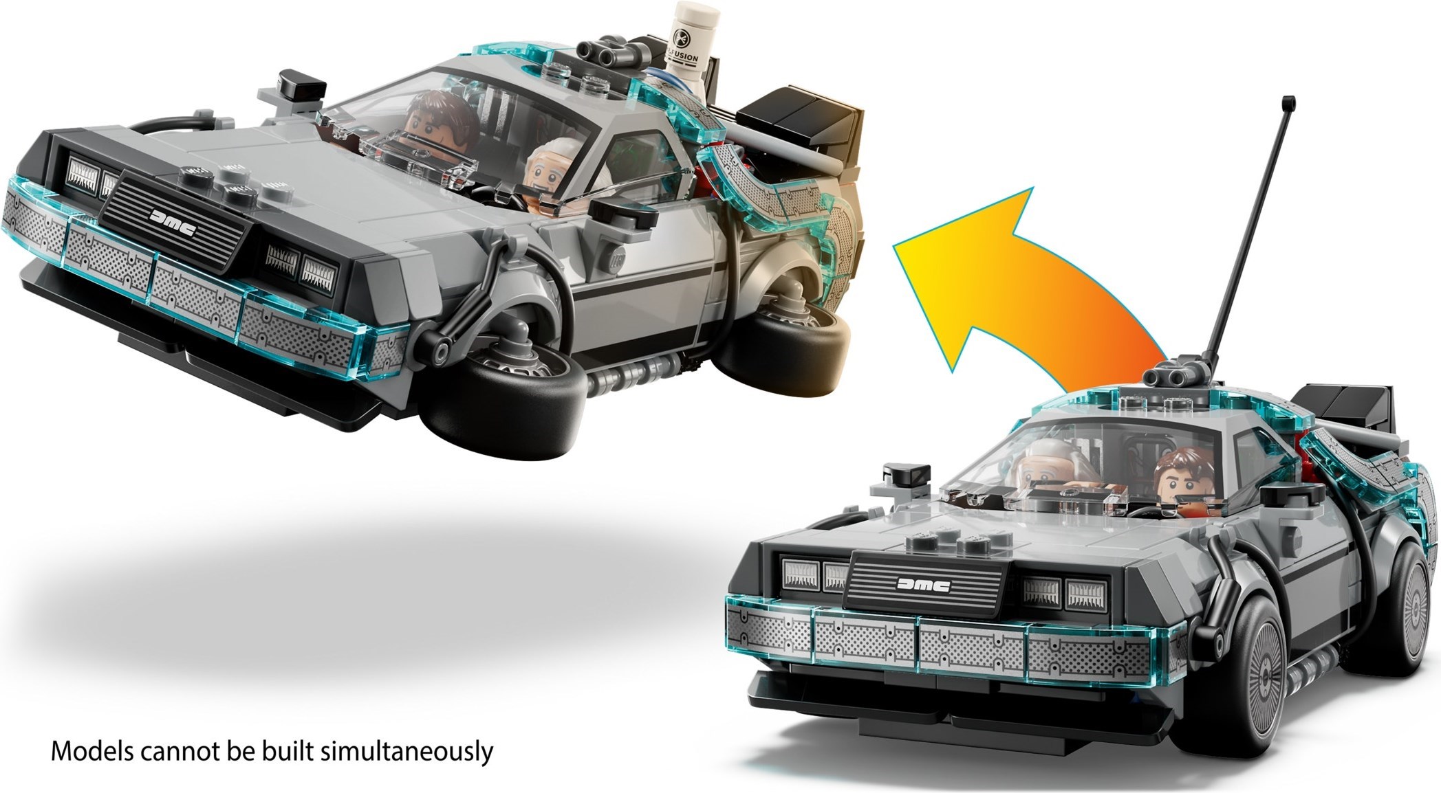 Additional photo of brand new factory sealed LEGO Speed Champions Time Machine from Back to the Future set 77256.