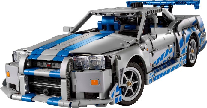 Brand new factory sealed LEGO Technic 2 Fast 2 Furious Nissan Skyline GT-R (R34) Car set 42210 original box front view.