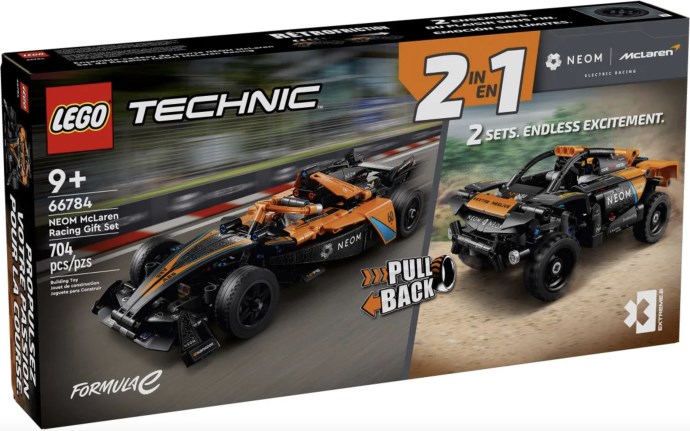 Brand New LEGO Technic 66784 NEOM McLaren Racing Gift Set Sealed Box Brand new factory sealed LEGO Technic NEOM McLaren Racing Gift Set set 66784 original box front view.