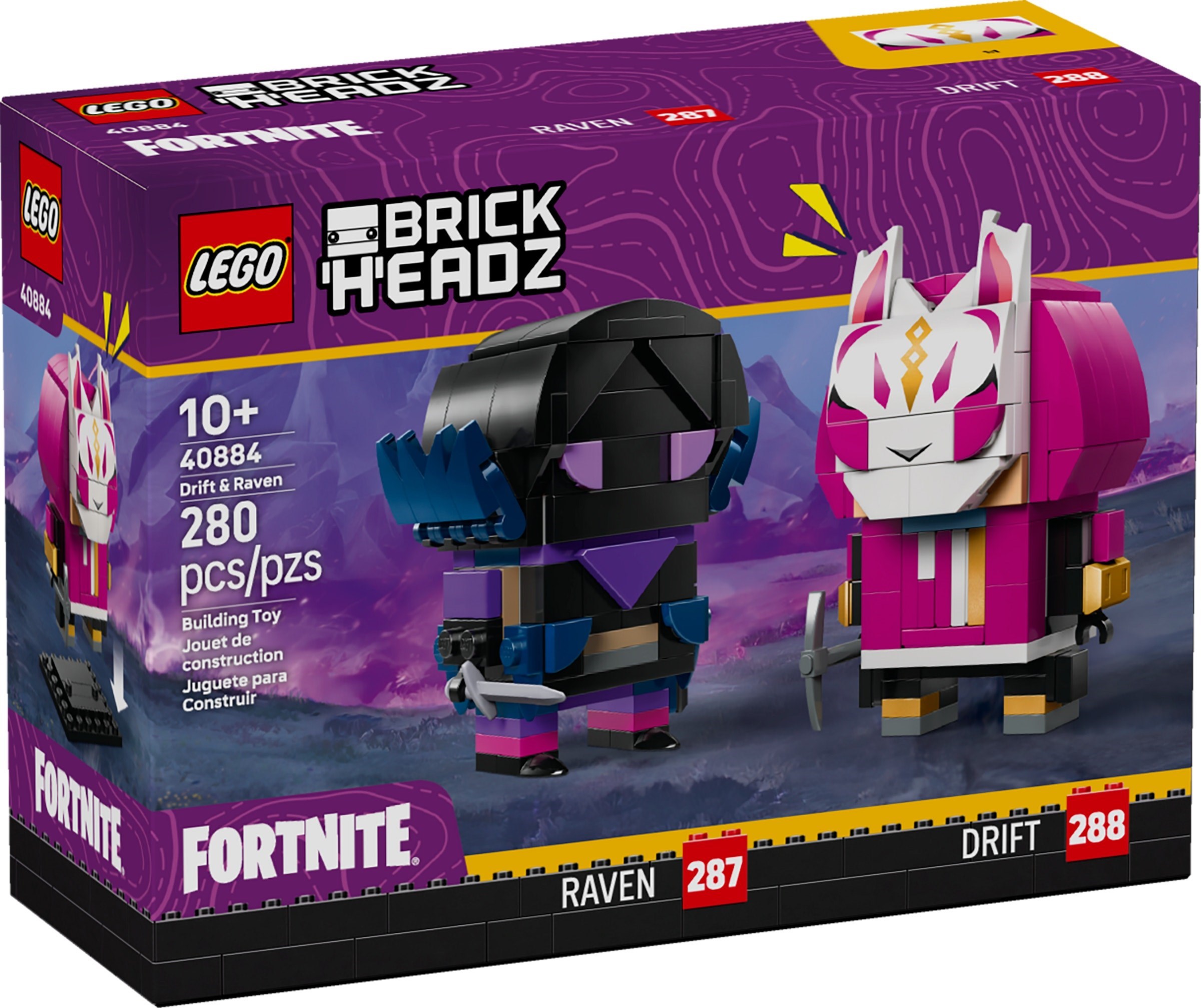Brand New LEGO BrickHeadz 40884 Drift & Raven Set Photo Additional photo of brand new factory sealed LEGO BrickHeadz Drift & Raven set 40884.