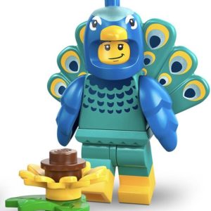 Brand new factory sealed LEGO Collectable Minifigures Peacock Costume set 71051 original box front view.