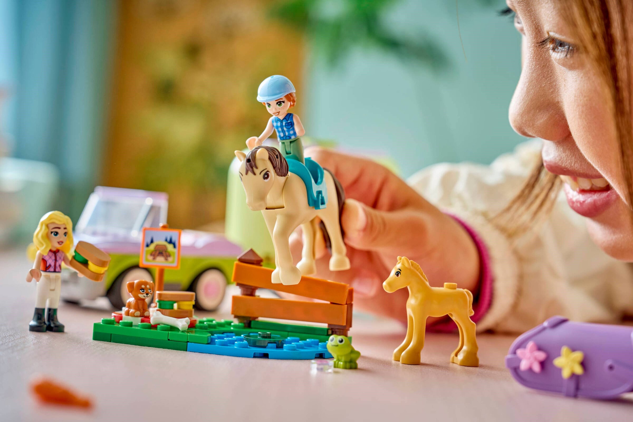 Additional photo of brand new factory sealed LEGO Friends Horse & Baby Foal Trailer set 42695.