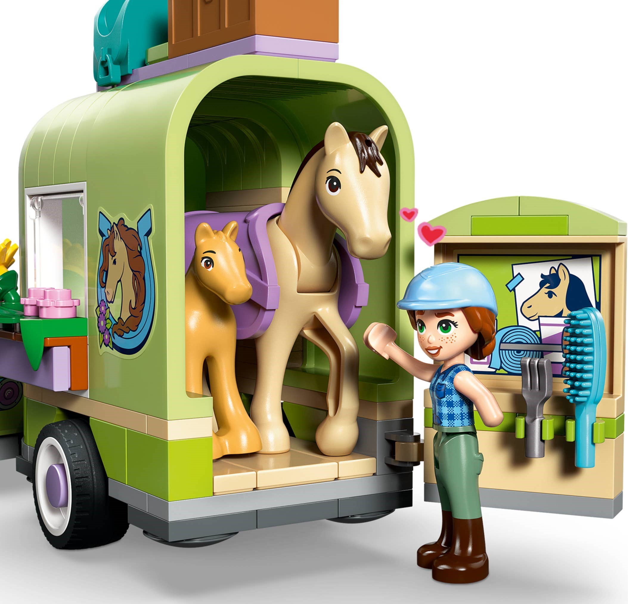 Additional photo of brand new factory sealed LEGO Friends Horse & Baby Foal Trailer set 42695.